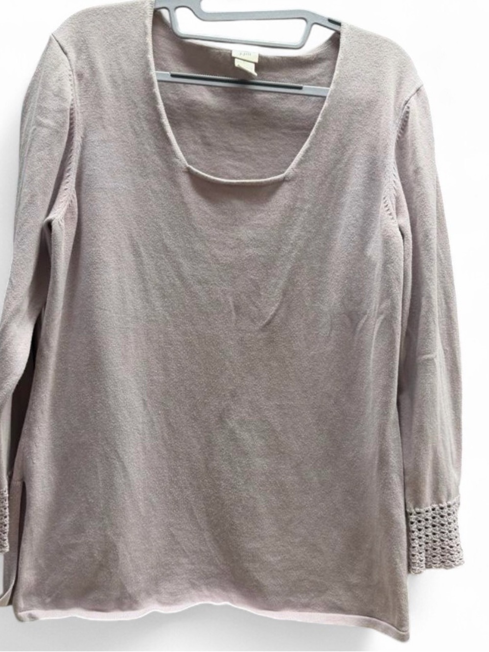 J. Jill Taupe Scoop Neck Long-Sleeve Top